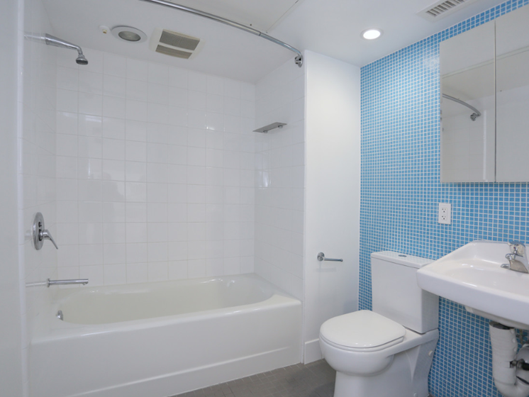 Second bathroom of Alta Floorplan with colored ceramic tiles